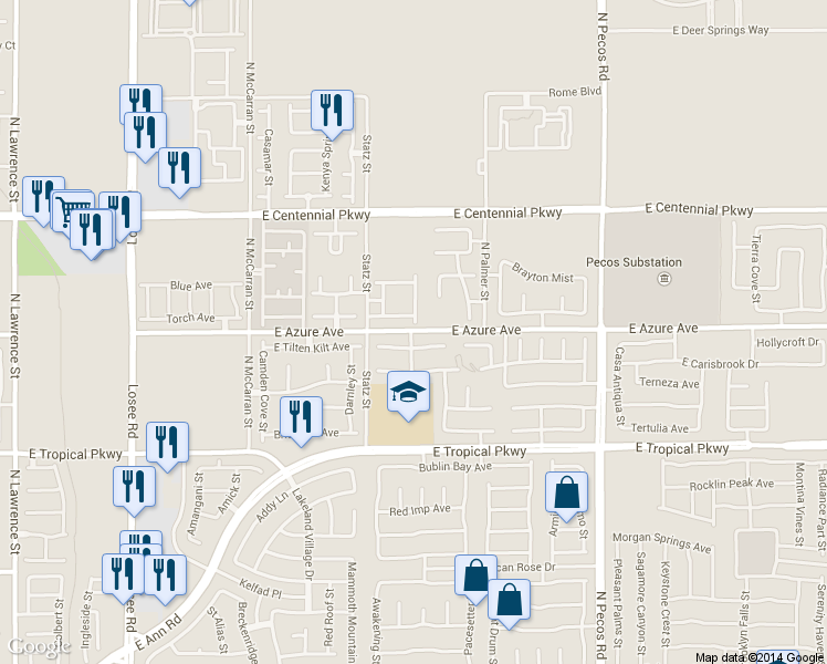 map of restaurants, bars, coffee shops, grocery stores, and more near 6210 Copper Light Street in North Las Vegas