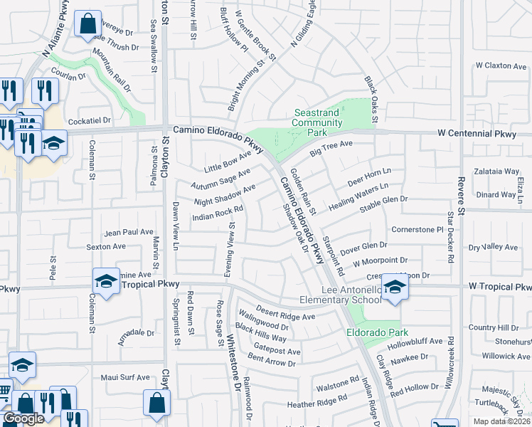 map of restaurants, bars, coffee shops, grocery stores, and more near 6138 Circling Hawk Drive in North Las Vegas