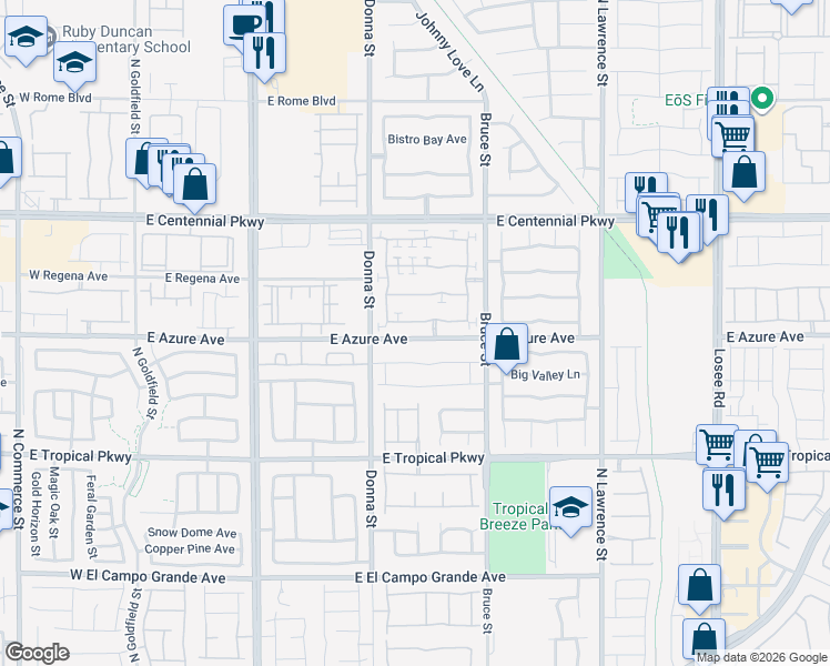map of restaurants, bars, coffee shops, grocery stores, and more near 1033 Maple Pines Avenue in North Las Vegas