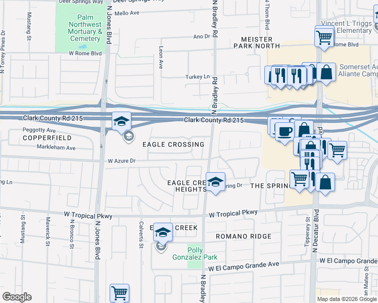 map of restaurants, bars, coffee shops, grocery stores, and more near 5520 West Raven Creek Avenue in Las Vegas