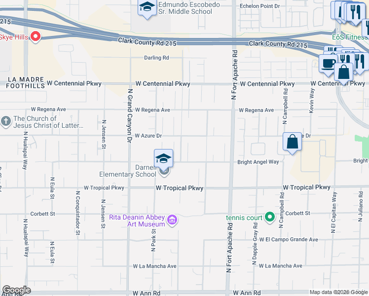 map of restaurants, bars, coffee shops, grocery stores, and more near 6180 Misty Brook Court in Las Vegas