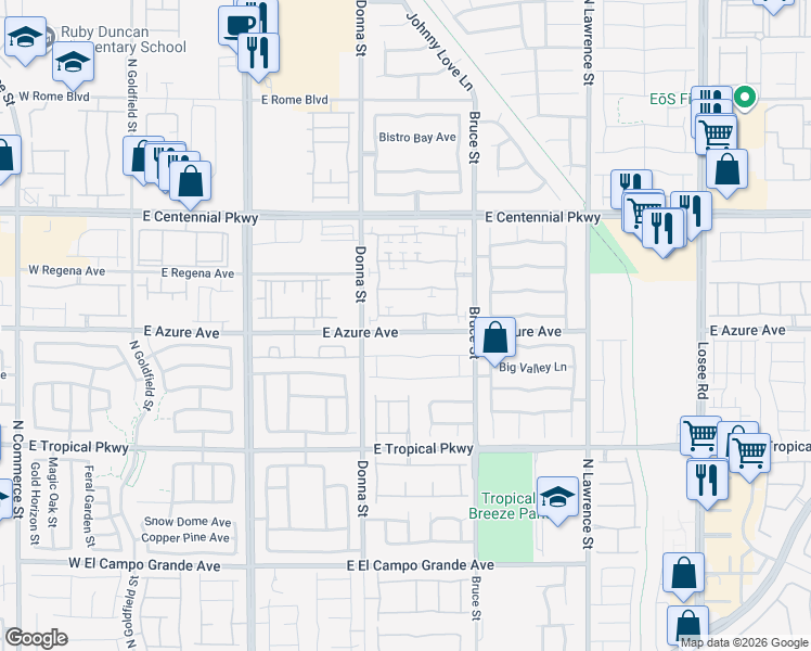 map of restaurants, bars, coffee shops, grocery stores, and more near 1033 Maple Pines Avenue in North Las Vegas