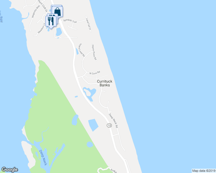 map of restaurants, bars, coffee shops, grocery stores, and more near 431 Sprig Point in Corolla