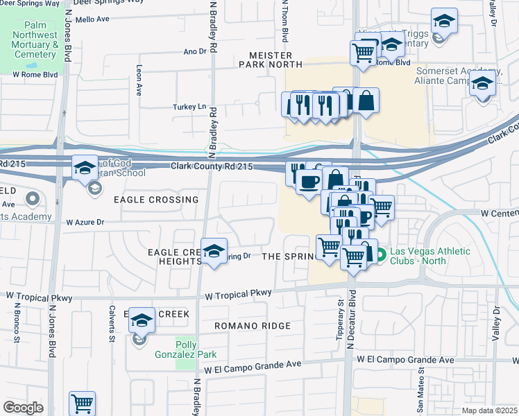map of restaurants, bars, coffee shops, grocery stores, and more near 5109 Meadow Rock Avenue in Las Vegas