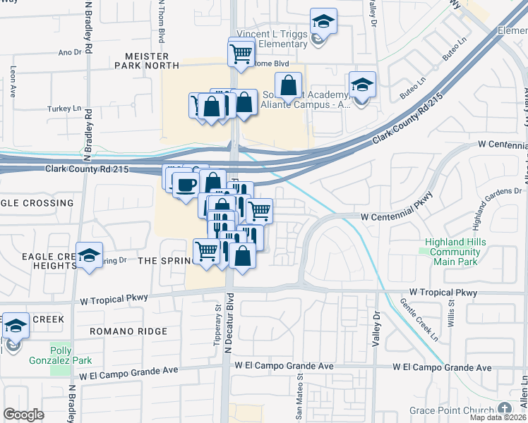 map of restaurants, bars, coffee shops, grocery stores, and more near 4650 Ranch House Road in North Las Vegas