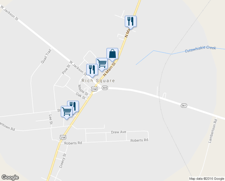 map of restaurants, bars, coffee shops, grocery stores, and more near 212 East Jackson Street in Rich Square