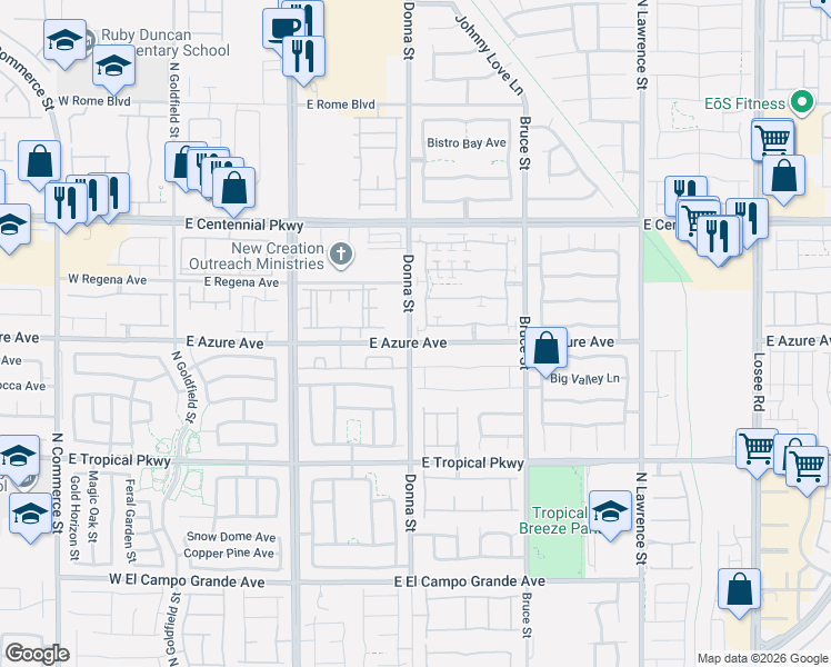 map of restaurants, bars, coffee shops, grocery stores, and more near 921 Maple Pines Avenue in North Las Vegas
