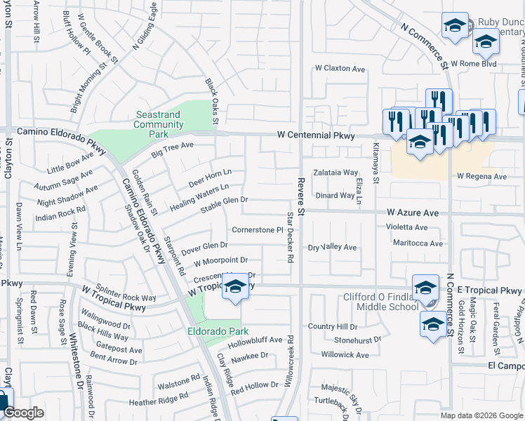 map of restaurants, bars, coffee shops, grocery stores, and more near 922 Copper Moon Lane in North Las Vegas