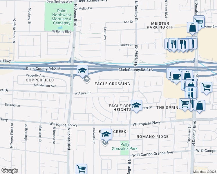 map of restaurants, bars, coffee shops, grocery stores, and more near in Las Vegas