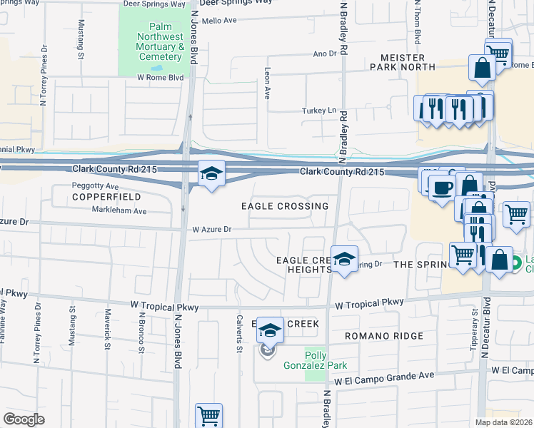 map of restaurants, bars, coffee shops, grocery stores, and more near in Las Vegas