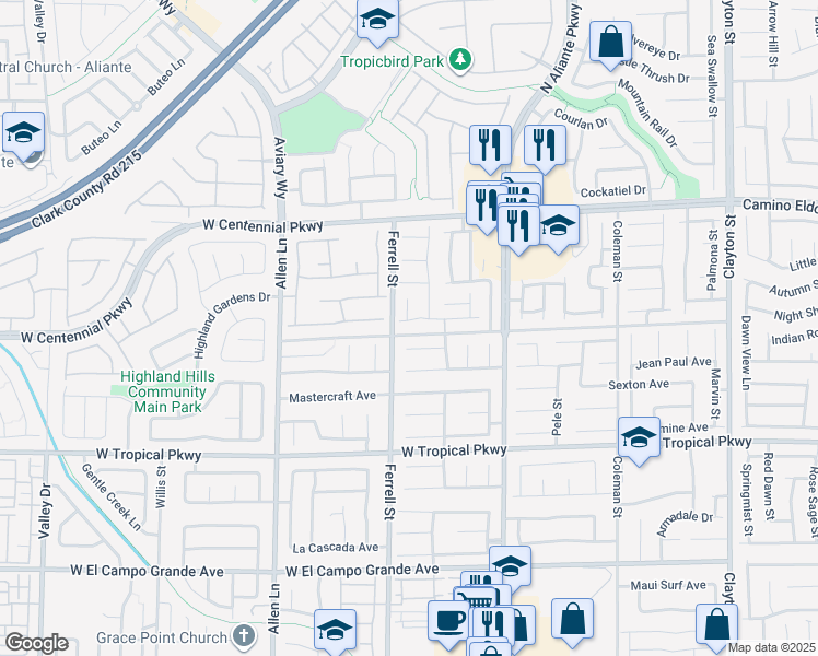 map of restaurants, bars, coffee shops, grocery stores, and more near 3217 Palladio Avenue in North Las Vegas