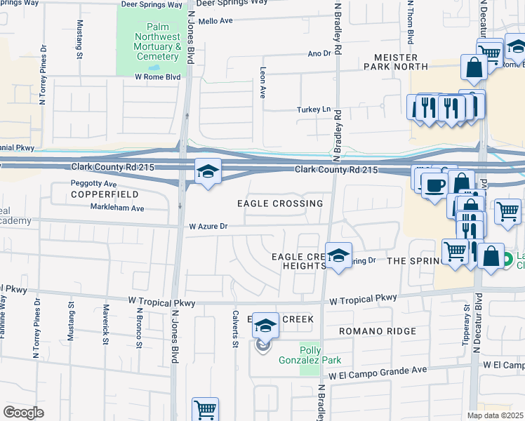 map of restaurants, bars, coffee shops, grocery stores, and more near in Las Vegas