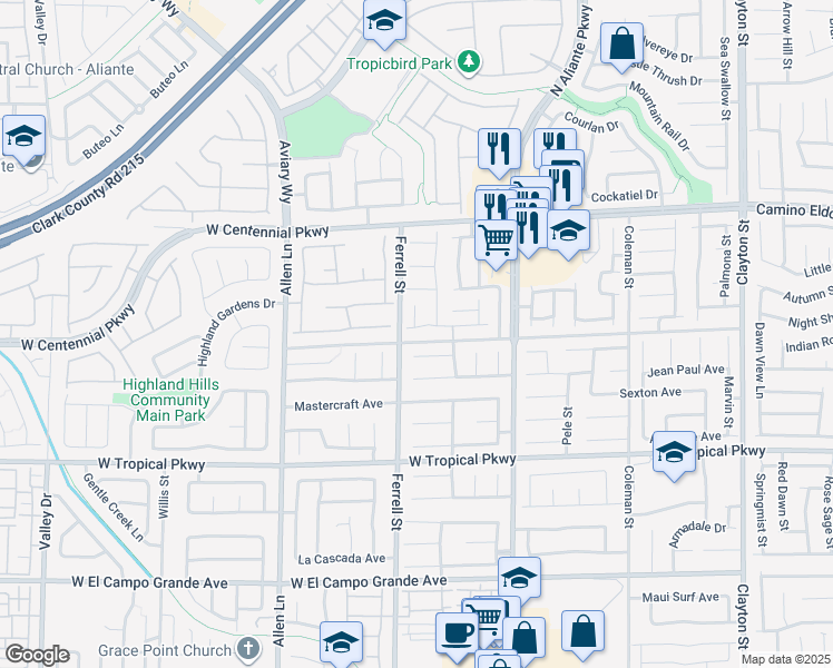map of restaurants, bars, coffee shops, grocery stores, and more near 3217 Palladio Avenue in North Las Vegas