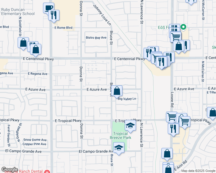 map of restaurants, bars, coffee shops, grocery stores, and more near 6206 Standing Elm Street in North Las Vegas