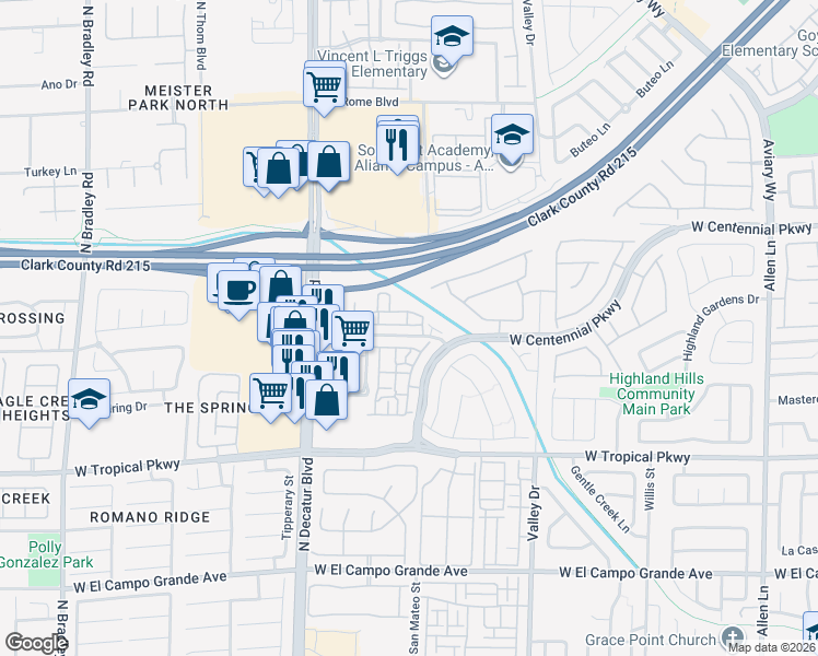 map of restaurants, bars, coffee shops, grocery stores, and more near 4650 Ranch House Road in North Las Vegas