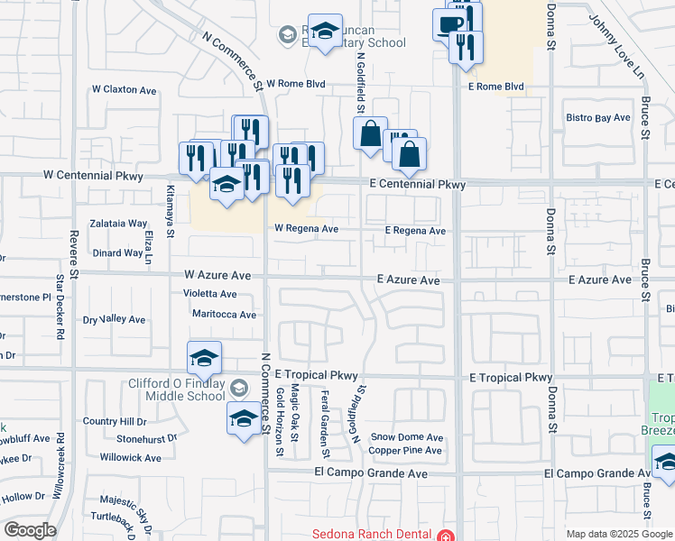 map of restaurants, bars, coffee shops, grocery stores, and more near 21 Peak Villa Avenue in North Las Vegas