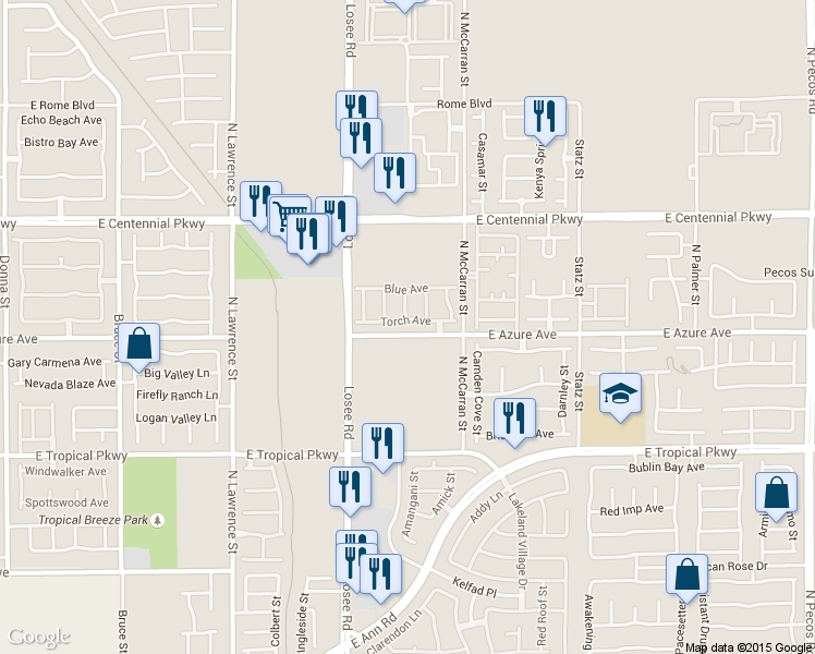 map of restaurants, bars, coffee shops, grocery stores, and more near 2605 Torch Avenue in North Las Vegas