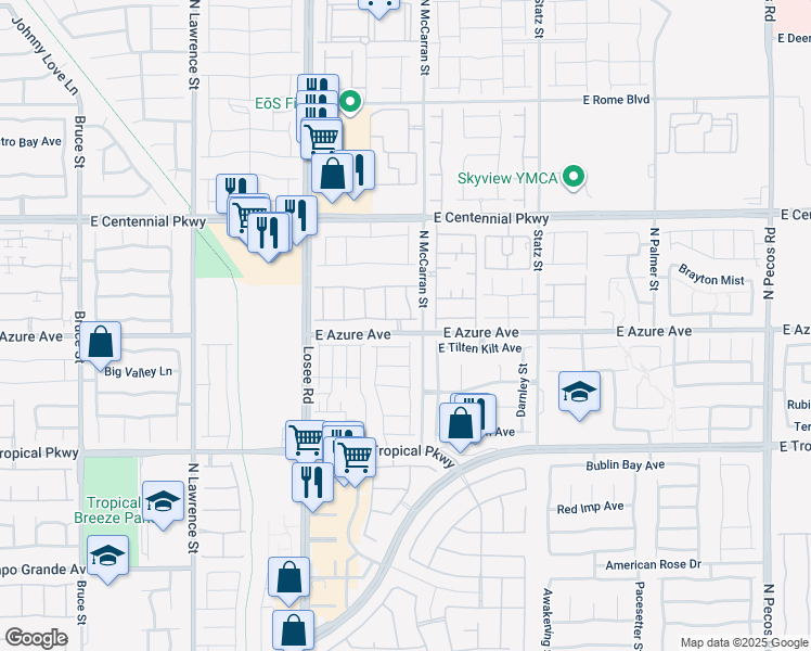 map of restaurants, bars, coffee shops, grocery stores, and more near 2633 Torch Avenue in North Las Vegas