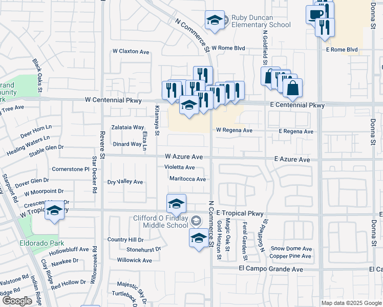map of restaurants, bars, coffee shops, grocery stores, and more near 330 West Azure Avenue in North Las Vegas