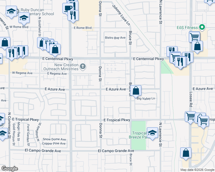 map of restaurants, bars, coffee shops, grocery stores, and more near 935 Maple Pines Avenue in North Las Vegas
