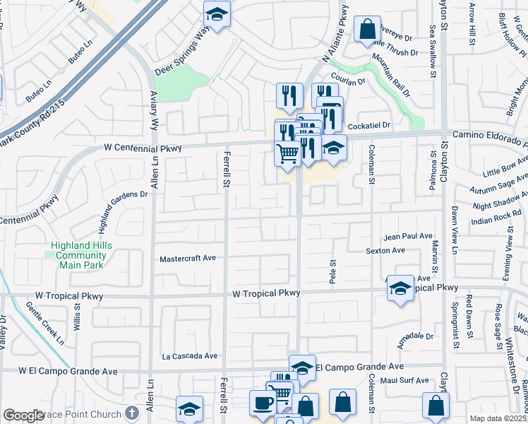map of restaurants, bars, coffee shops, grocery stores, and more near 3025 Palladio Avenue in North Las Vegas