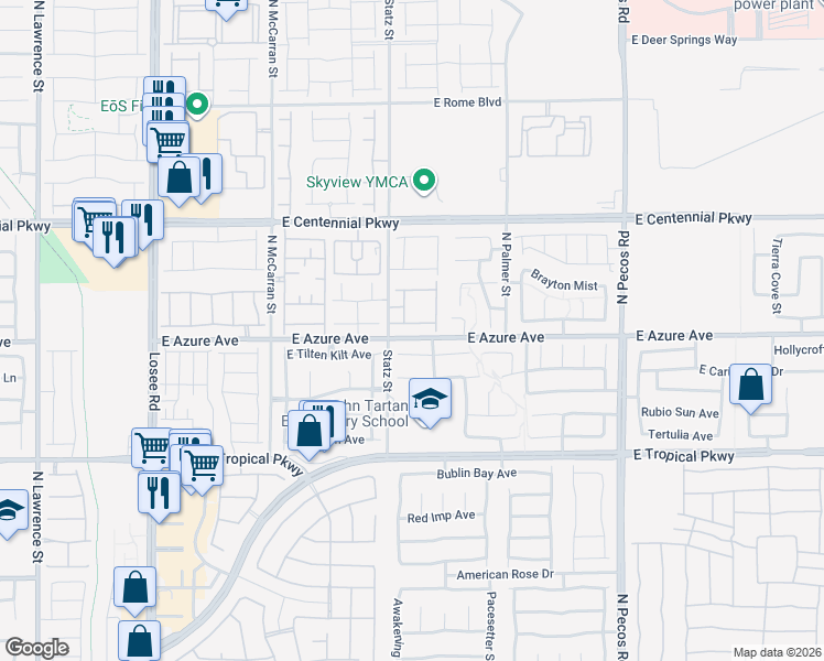 map of restaurants, bars, coffee shops, grocery stores, and more near 3029 East Austin Pale Avenue in North Las Vegas