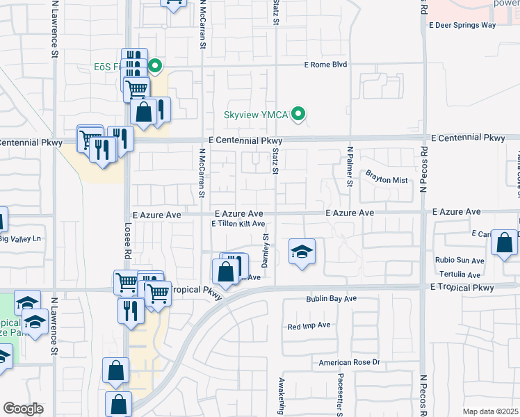 map of restaurants, bars, coffee shops, grocery stores, and more near 2913 Vigilante Court in North Las Vegas