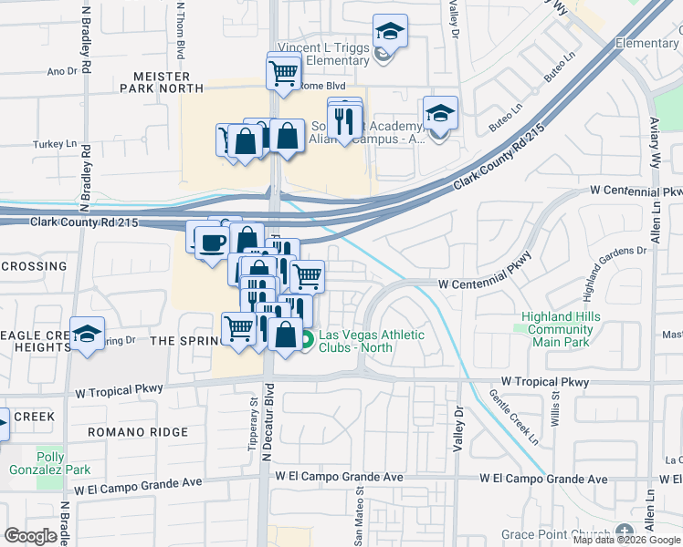 map of restaurants, bars, coffee shops, grocery stores, and more near 4650 Ranch House Road in North Las Vegas