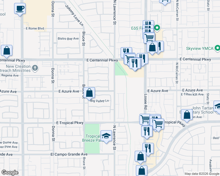 map of restaurants, bars, coffee shops, grocery stores, and more near 6208 Sterling Ranch Way in North Las Vegas