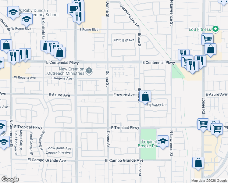 map of restaurants, bars, coffee shops, grocery stores, and more near 921 Maple Pines Avenue in North Las Vegas