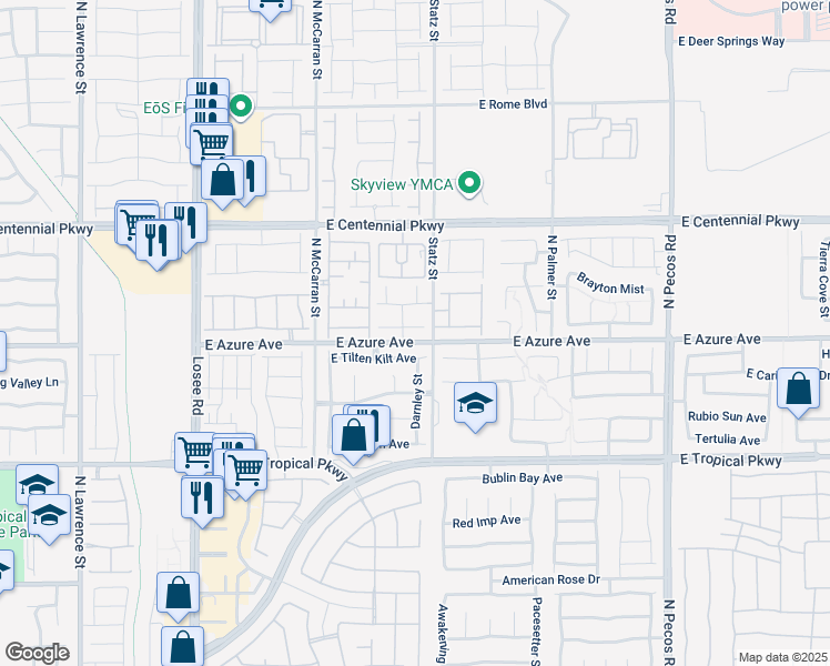 map of restaurants, bars, coffee shops, grocery stores, and more near 2913 Vigilante Court in North Las Vegas