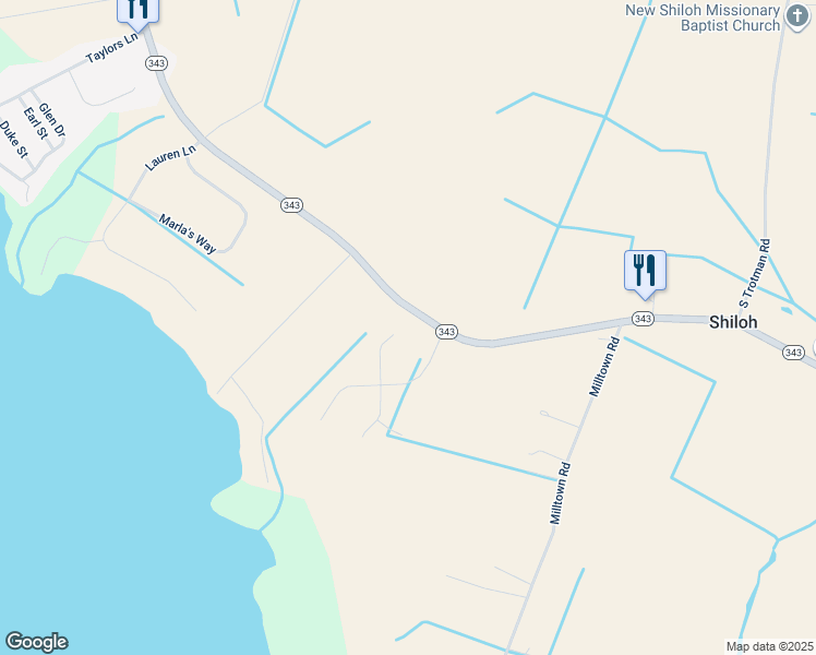map of restaurants, bars, coffee shops, grocery stores, and more near 115 North Cherry Blossom Way in Camden