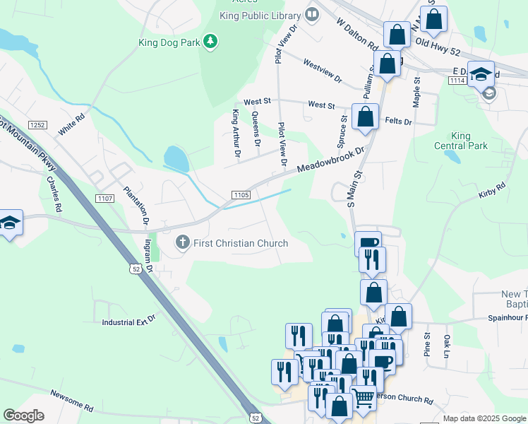 map of restaurants, bars, coffee shops, grocery stores, and more near 113 Timmys Lane in King