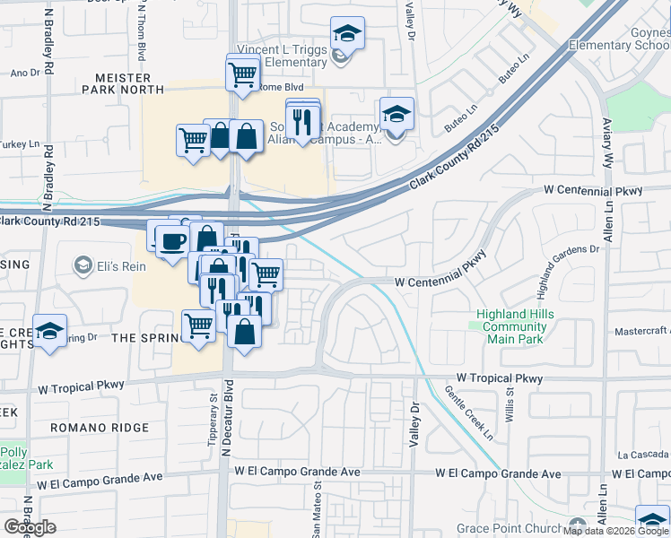 map of restaurants, bars, coffee shops, grocery stores, and more near 5144 Ranch House Road in North Las Vegas
