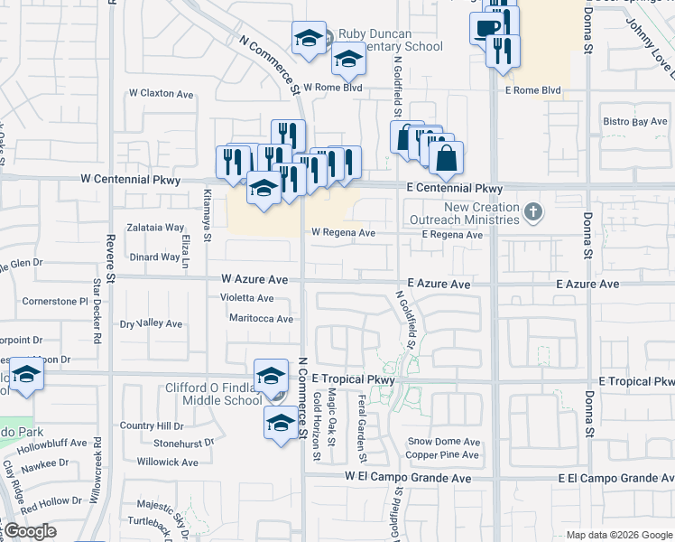 map of restaurants, bars, coffee shops, grocery stores, and more near 6217 Seastrand Street in North Las Vegas