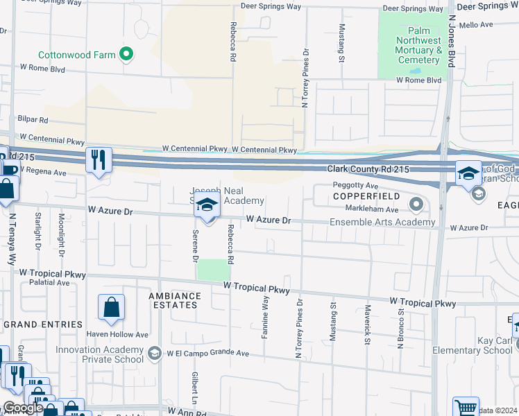 map of restaurants, bars, coffee shops, grocery stores, and more near 6209 Newkirk Court in Las Vegas