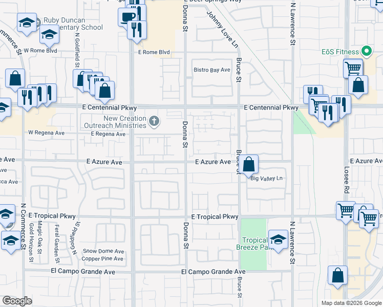 map of restaurants, bars, coffee shops, grocery stores, and more near 921 Maple Pines Avenue in North Las Vegas