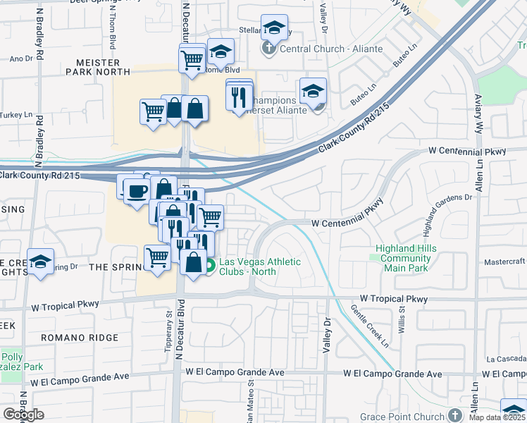 map of restaurants, bars, coffee shops, grocery stores, and more near 4482 Brasada Ranch Court in North Las Vegas