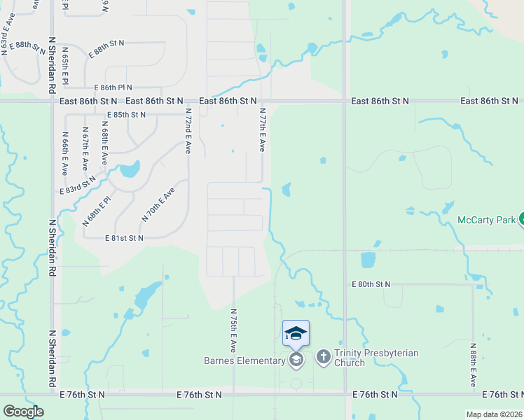map of restaurants, bars, coffee shops, grocery stores, and more near 7625 East 83rd Street North in Owasso