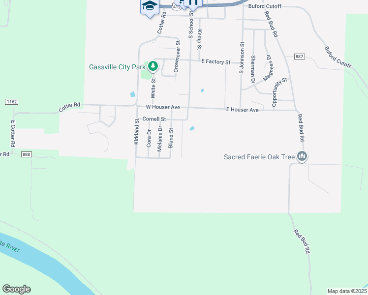 map of restaurants, bars, coffee shops, grocery stores, and more near 529 South School Street in Gassville