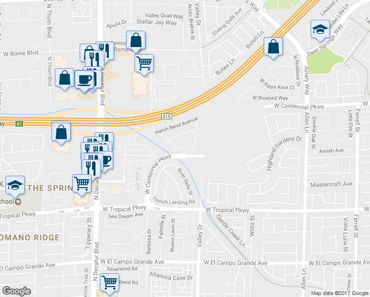 map of restaurants, bars, coffee shops, grocery stores, and more near 4369 Shady River Avenue in North Las Vegas