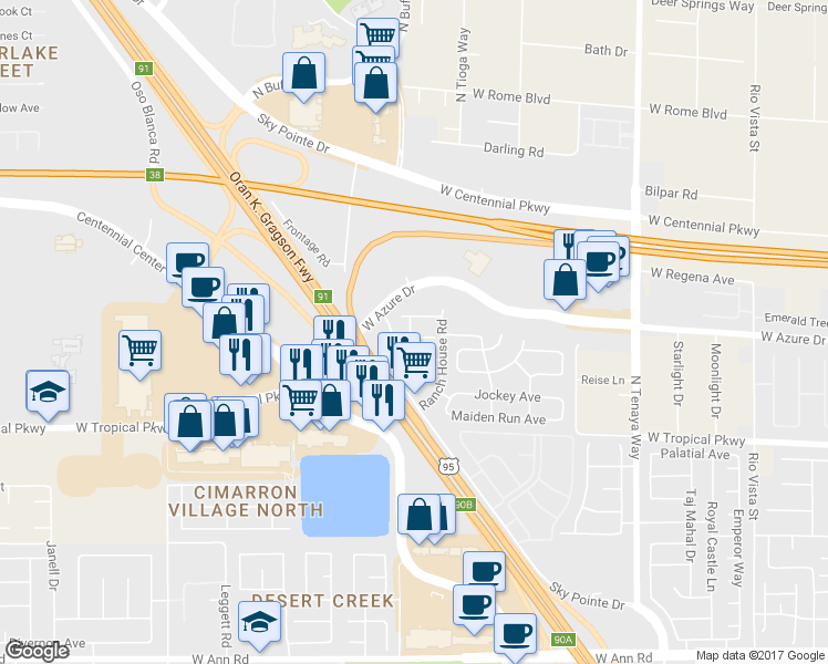 map of restaurants, bars, coffee shops, grocery stores, and more near 7566 Glowing Ember Court in Las Vegas