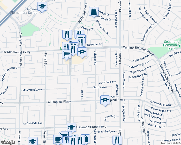 map of restaurants, bars, coffee shops, grocery stores, and more near 2417 West Manchester Bay Avenue in North Las Vegas