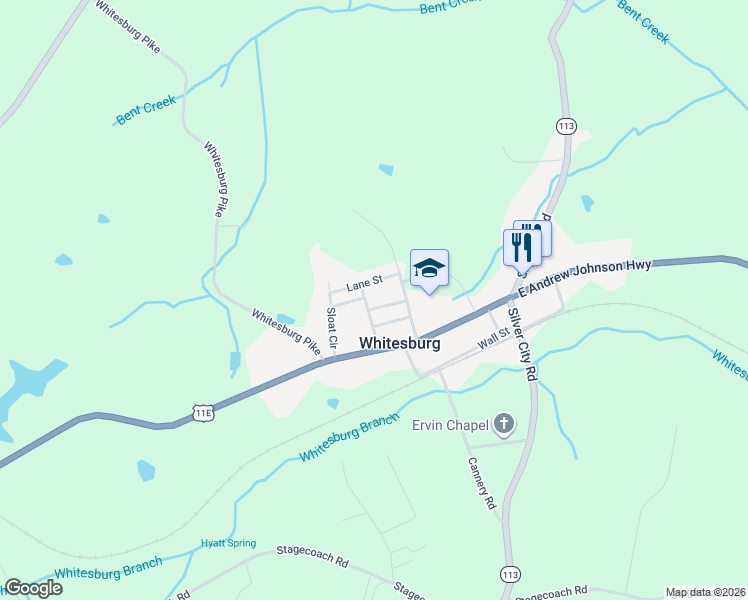 map of restaurants, bars, coffee shops, grocery stores, and more near 202 Sparks Lane in Whitesburg