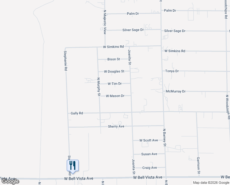 map of restaurants, bars, coffee shops, grocery stores, and more near 3380 West Mason Drive in Pahrump