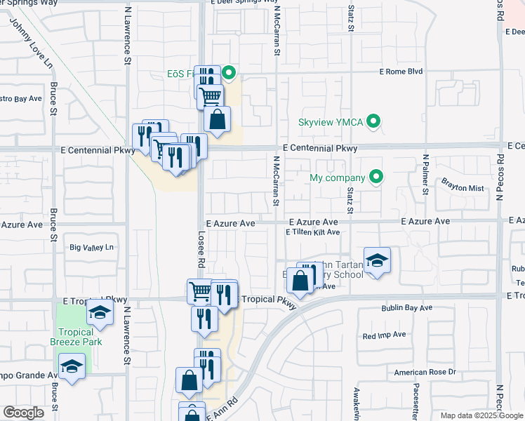 map of restaurants, bars, coffee shops, grocery stores, and more near 2633 Torch Avenue in North Las Vegas