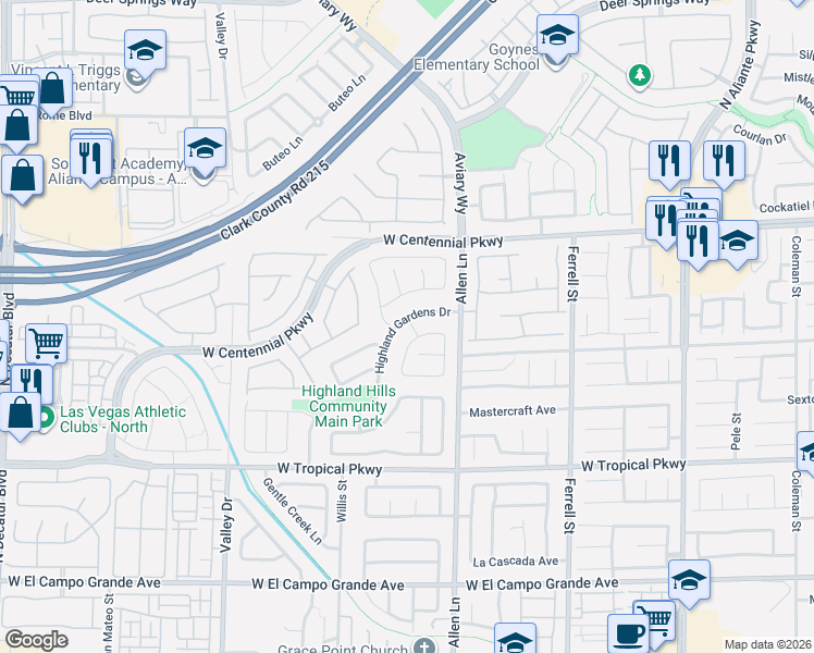 map of restaurants, bars, coffee shops, grocery stores, and more near 6209 Morning Wing Drive in North Las Vegas