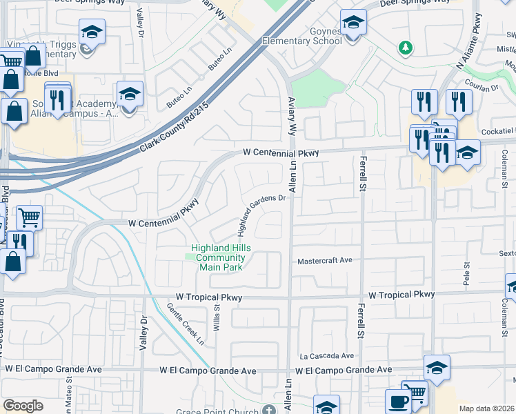 map of restaurants, bars, coffee shops, grocery stores, and more near 6209 Morning Wing Drive in North Las Vegas