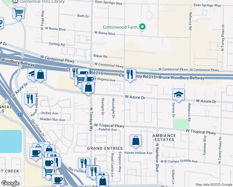map of restaurants, bars, coffee shops, grocery stores, and more near 6186 Moonlight Drive in Las Vegas