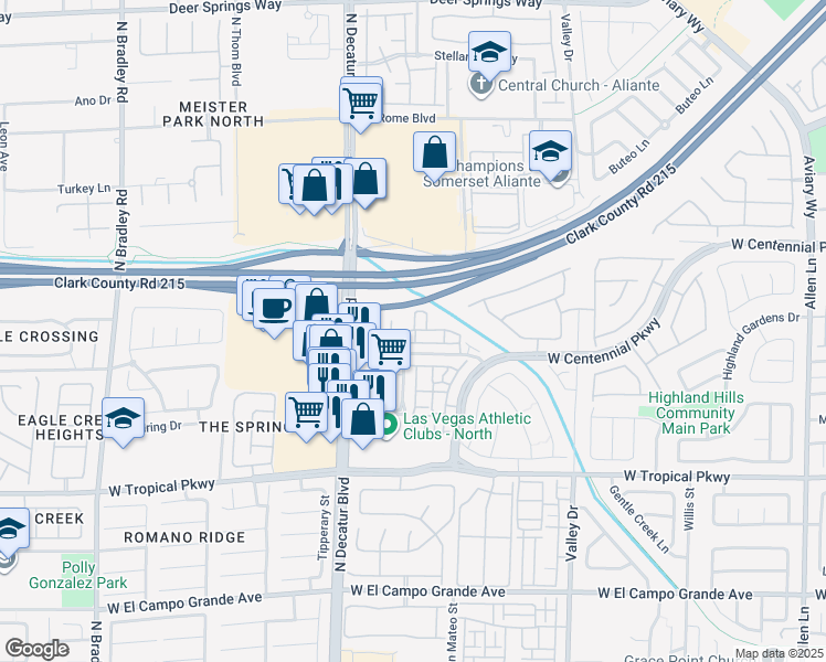 map of restaurants, bars, coffee shops, grocery stores, and more near 4650 Ranch House Road in North Las Vegas